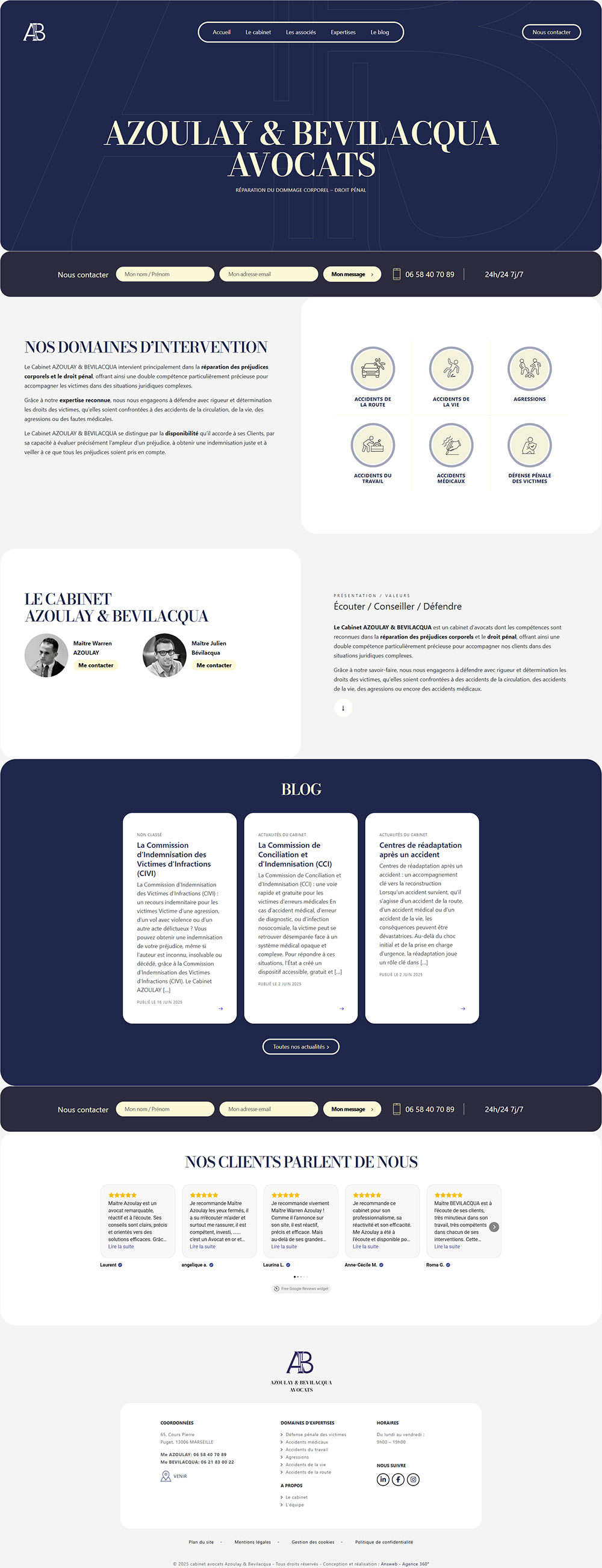 Création du site vitrine du cabinet Azoulay et Bévilacqua