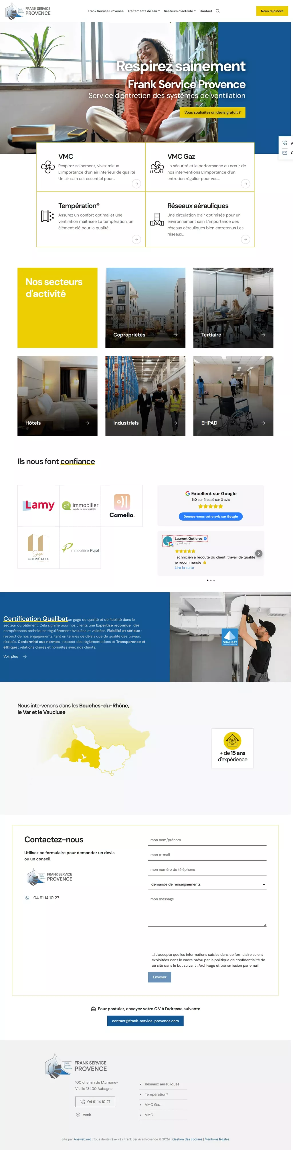 Visuel site internet Frank Service Provence