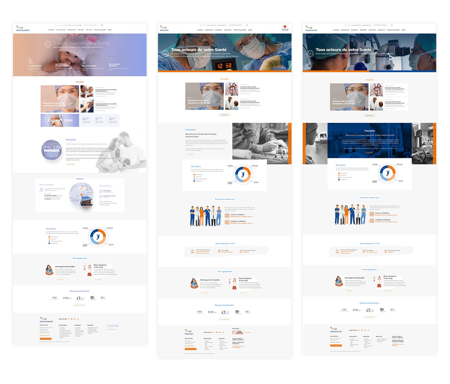 Conception de sites vitrine thématiques Groupe Almaviva Santé